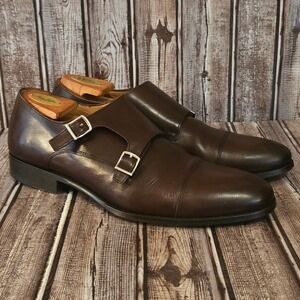 Sz 45 / 12 US Mens Suitsupply Double Monk Strap Brown Leather Cap Toe Shoes